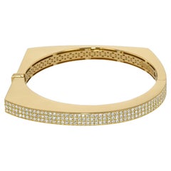 18K Yellow Gold Curve Bangle with Pavé Diamonds by Fern Freeman