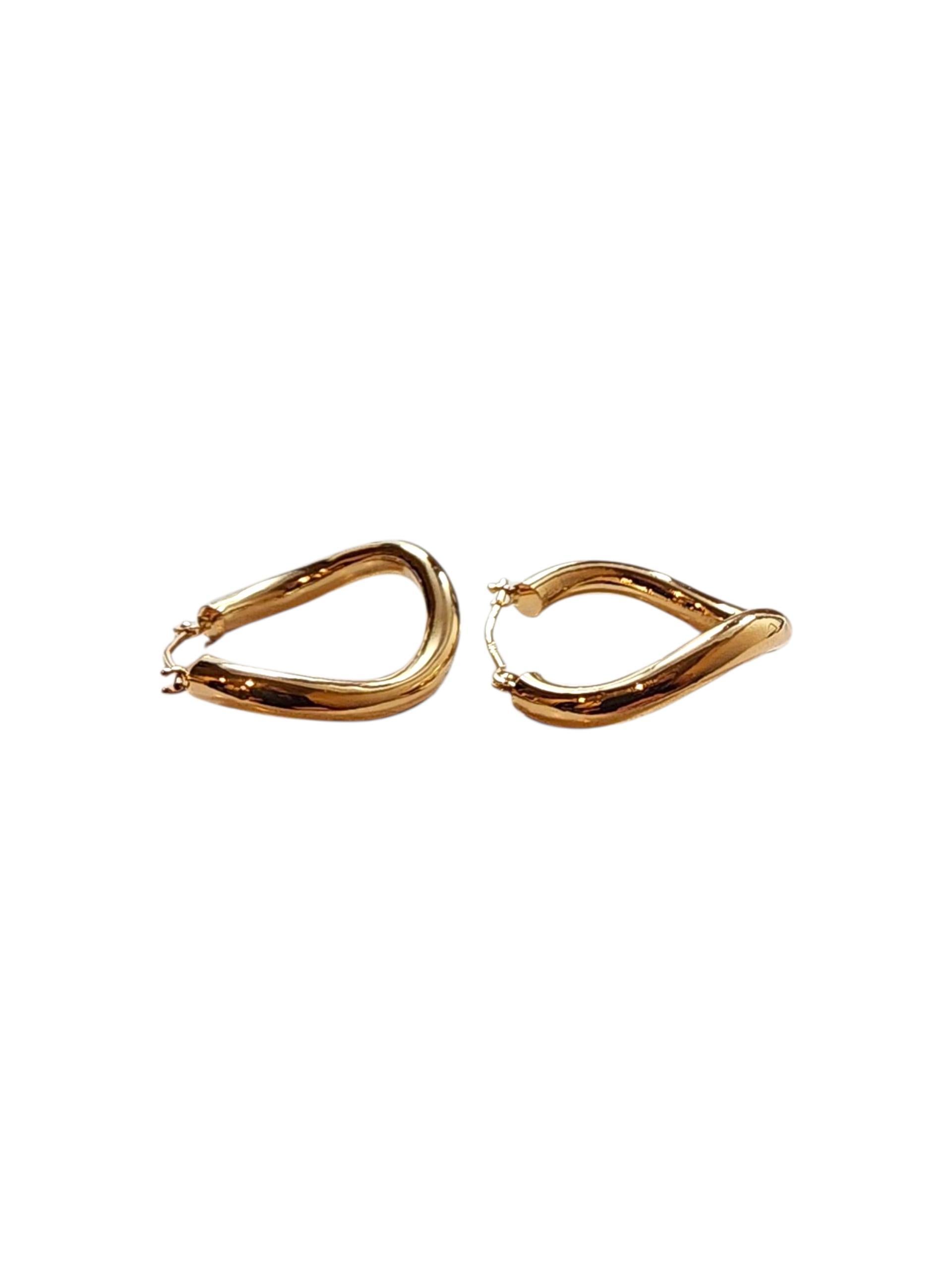 De las mujeres Pendientes de aro curvados de oro amarillo de 18 quilates #22785 en venta