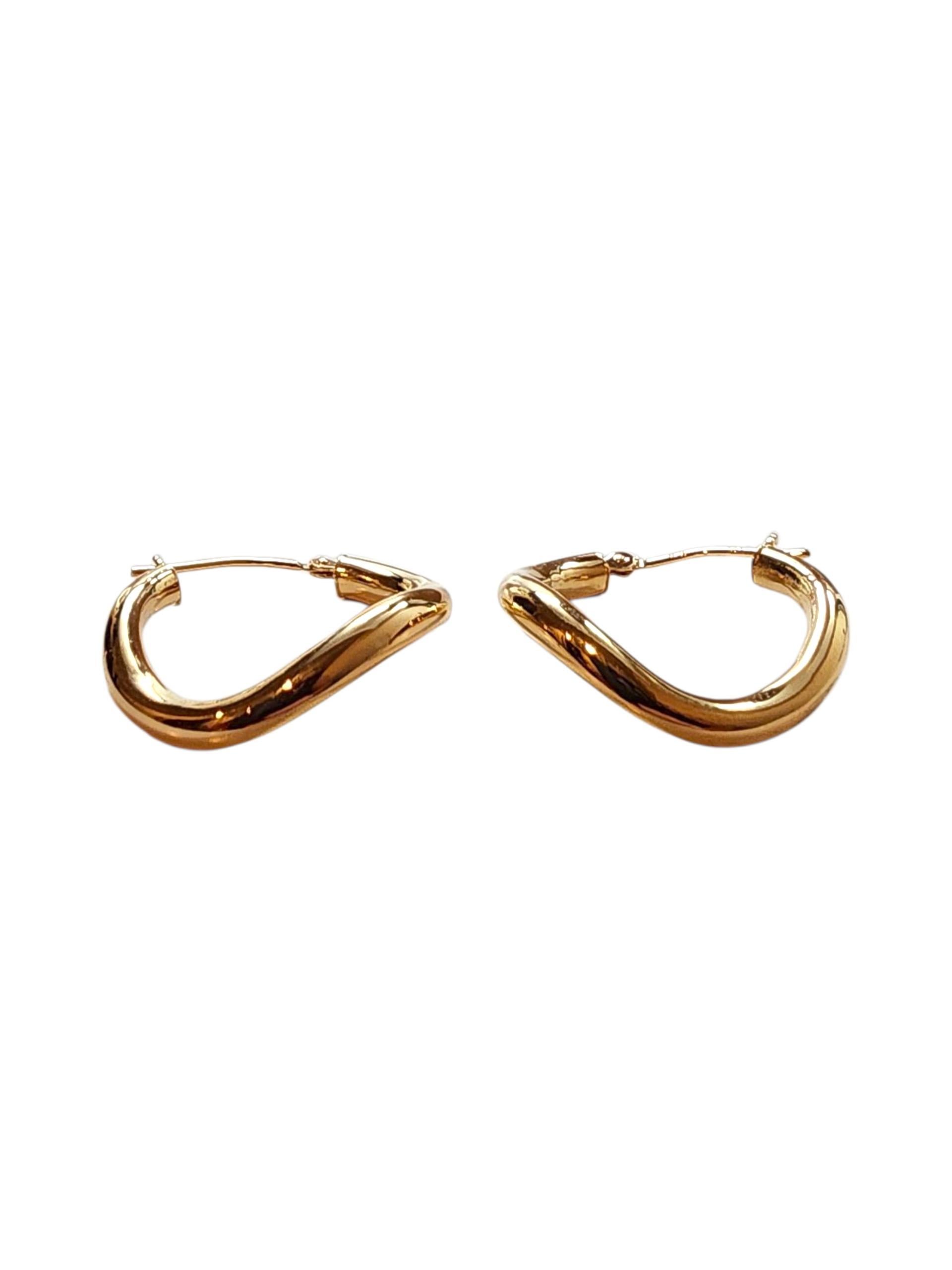 Pendientes de aro curvados de oro amarillo de 18 quilates #22785 en venta 1