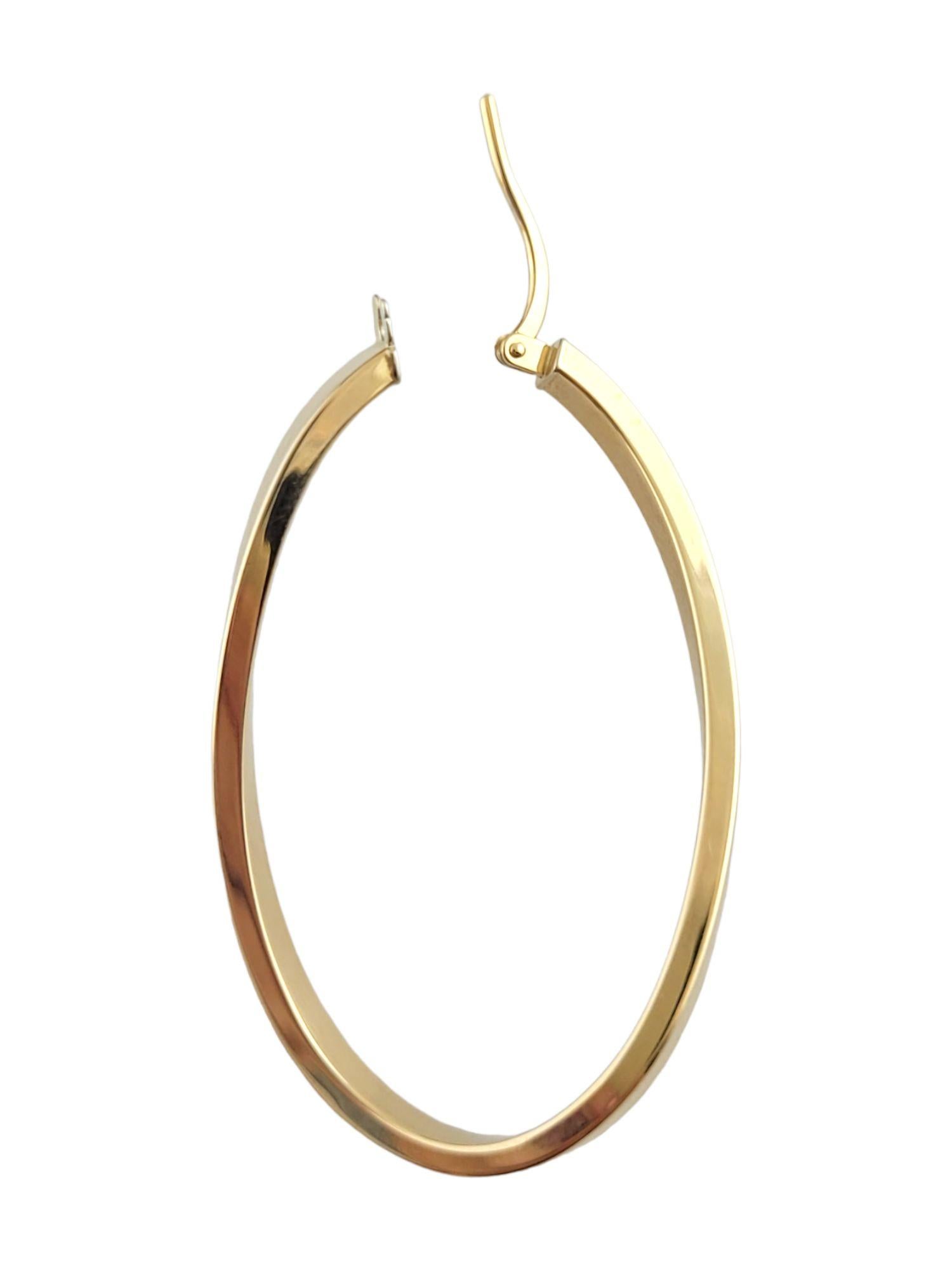 Women's 18K Yellow Gold Curved Oval Hoop Earrings #14795 For Sale