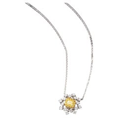 18K Yellow Gold Cushion-Cut Snowflake Pendant Necklace with Natural Diamonds