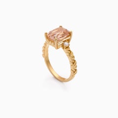 18k Yellow Gold Cushion-Cut Topaz and Diamond Ring, 3.74 Carats