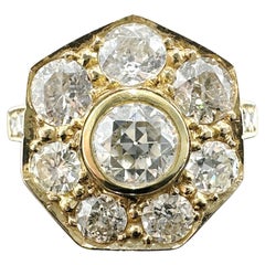 18k Yellow Gold Custom Made Old European Natural Diamond Ring 2.15TCW