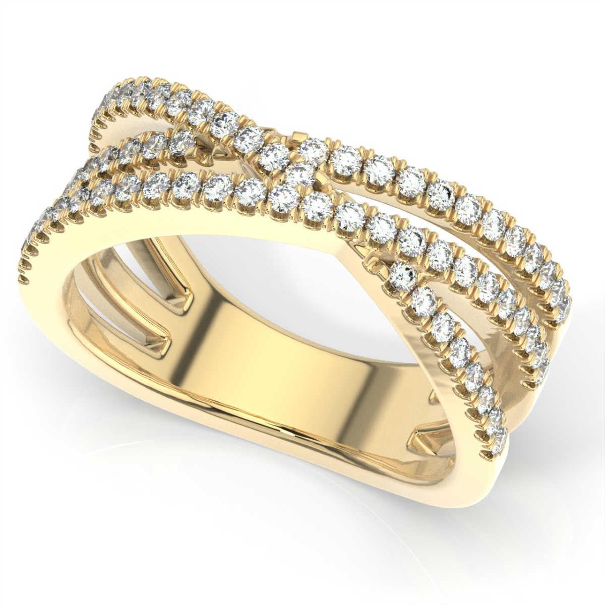 Round Cut 18 Karat Yellow Gold Dahlia Interweave Diamond Ring '1/2 Carat' For Sale