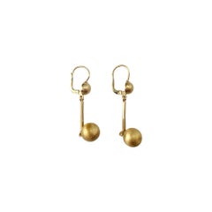 18K Yellow Gold Dangle Ball Earrings #17289