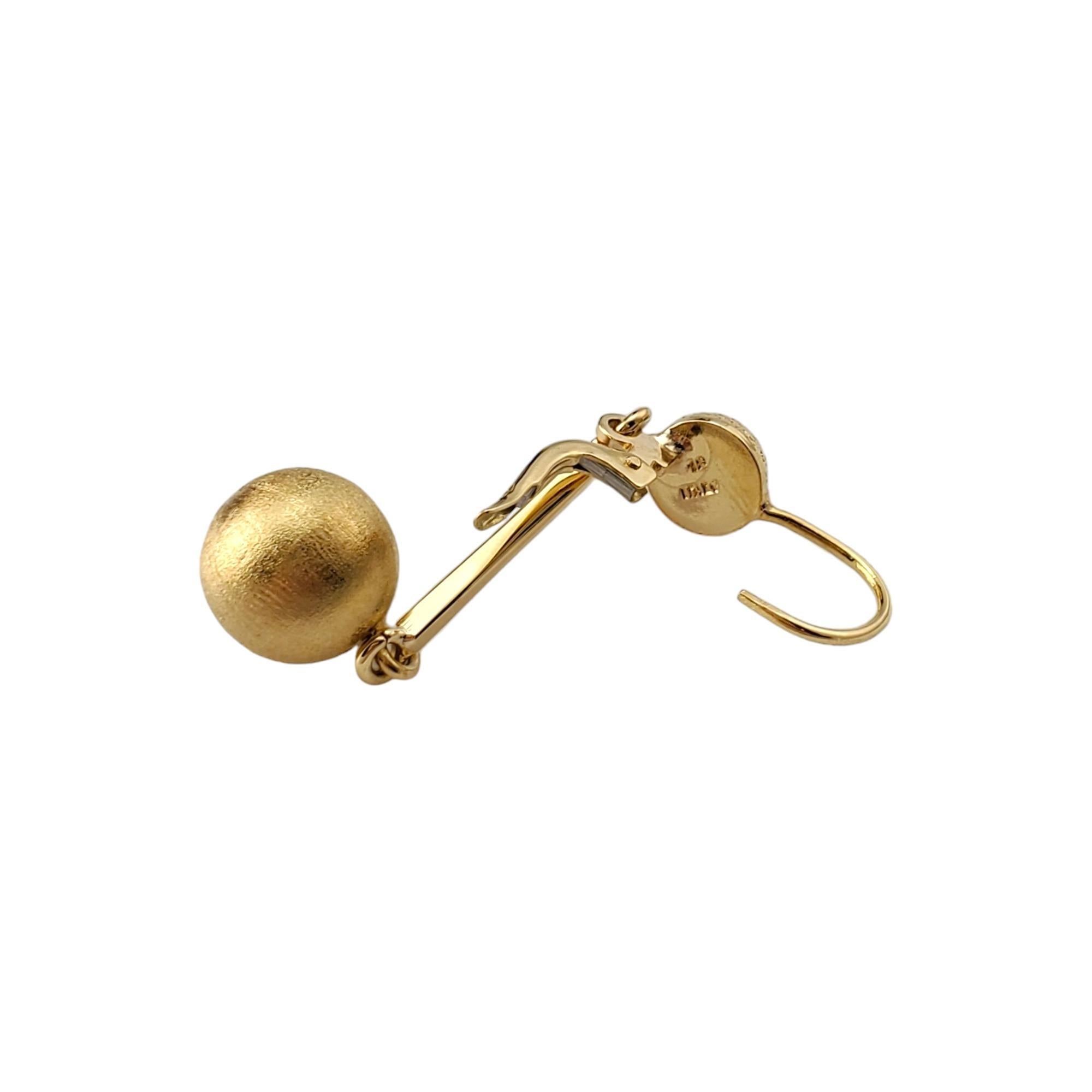 18K Yellow Gold Dangle Ball Earrings #17289 For Sale 2