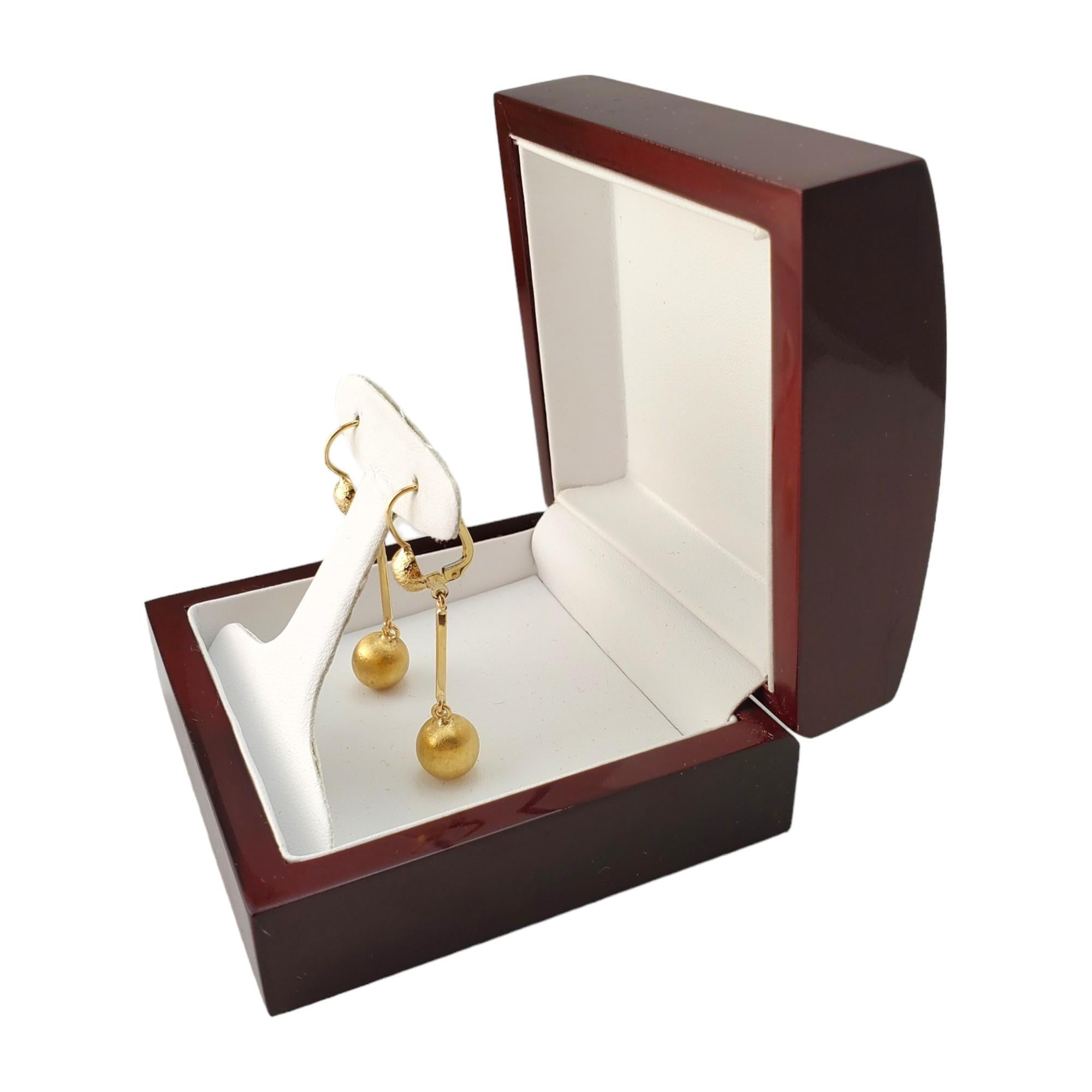 18K Yellow Gold Dangle Ball Earrings #17289 For Sale 5