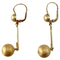 18K Yellow Gold Dangle Ball Earrings #17289