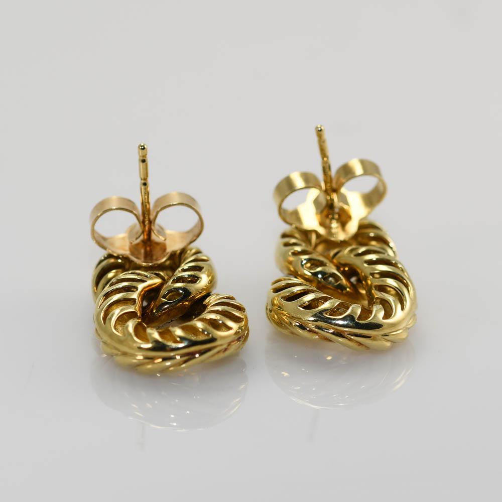 Round Cut 18k Yellow Gold David Yurman Belmont Curb Link Earrings, 12.3g