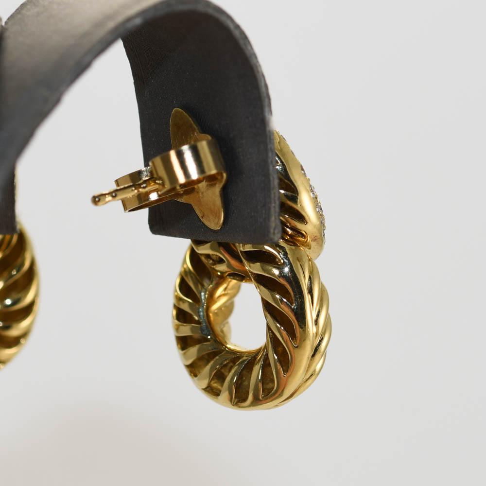 18k Yellow Gold David Yurman Belmont Curb Link Earrings, 12.3g In Excellent Condition In Laguna Beach, CA