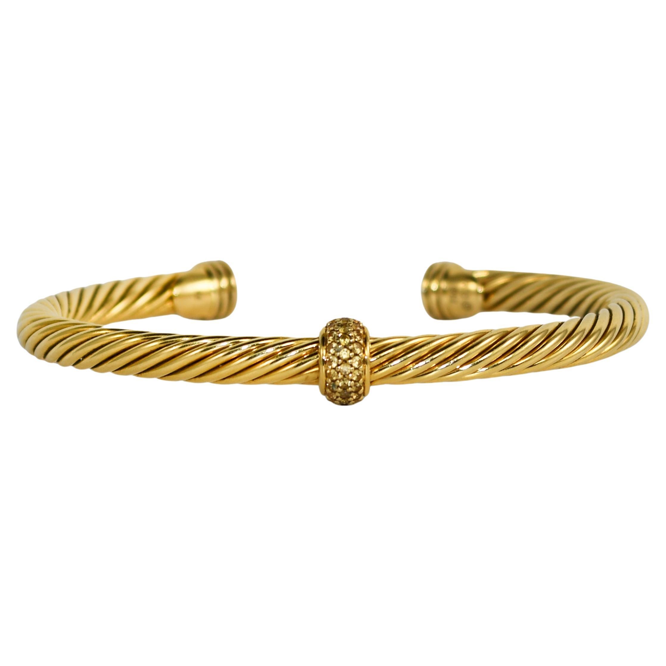 Bracelet en or jaune 18K David Yurman Cable Spira Bangle 16.9g En vente sur  1stDibs