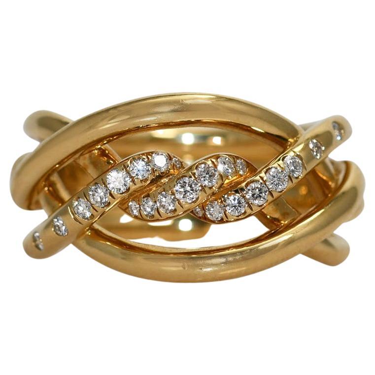 18k Yellow Gold David Yurman Continuance Diamond Ring 11g, .25tdw For Sale