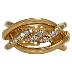 Vintage 18k Yellow Gold David Yurman Continuance Diamond Ring 11g, .25tdw