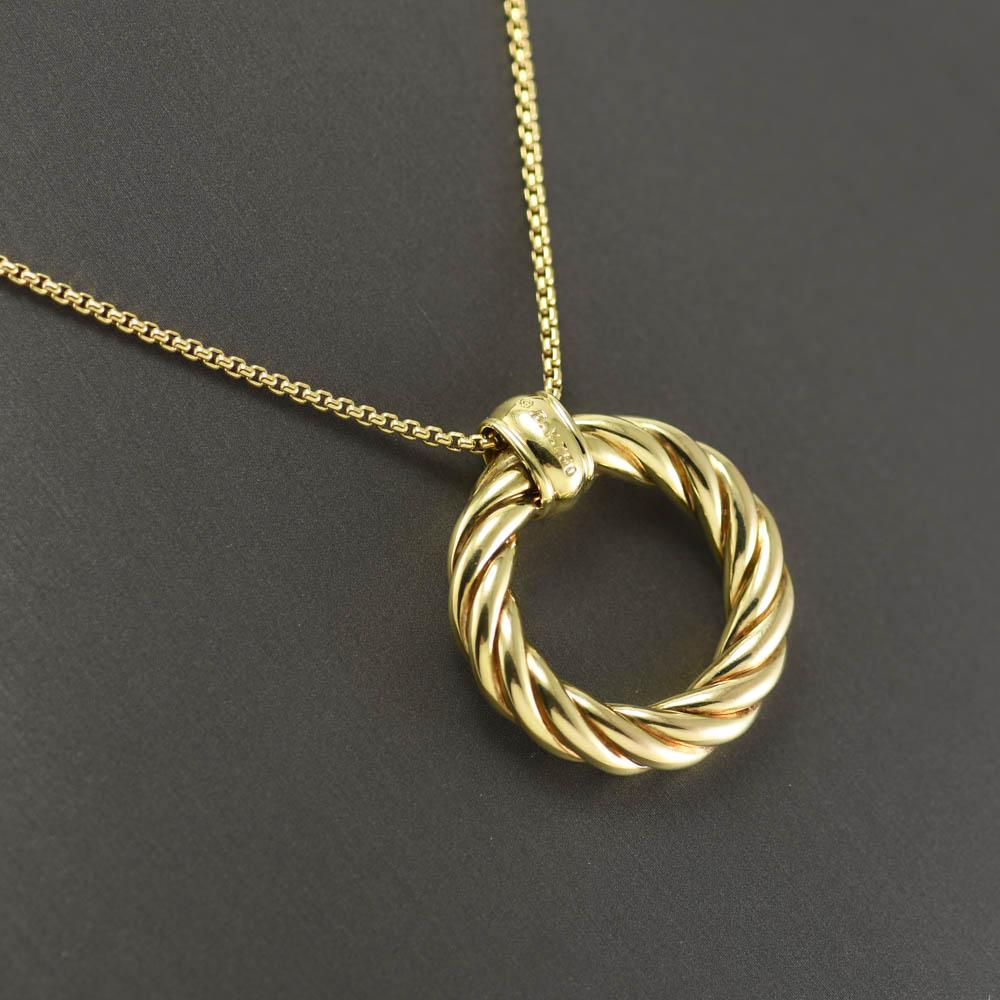 18 Karat Gelbgold David Yurman Diamant-Halskette mit Kabelkreis, 19.4 g 2
