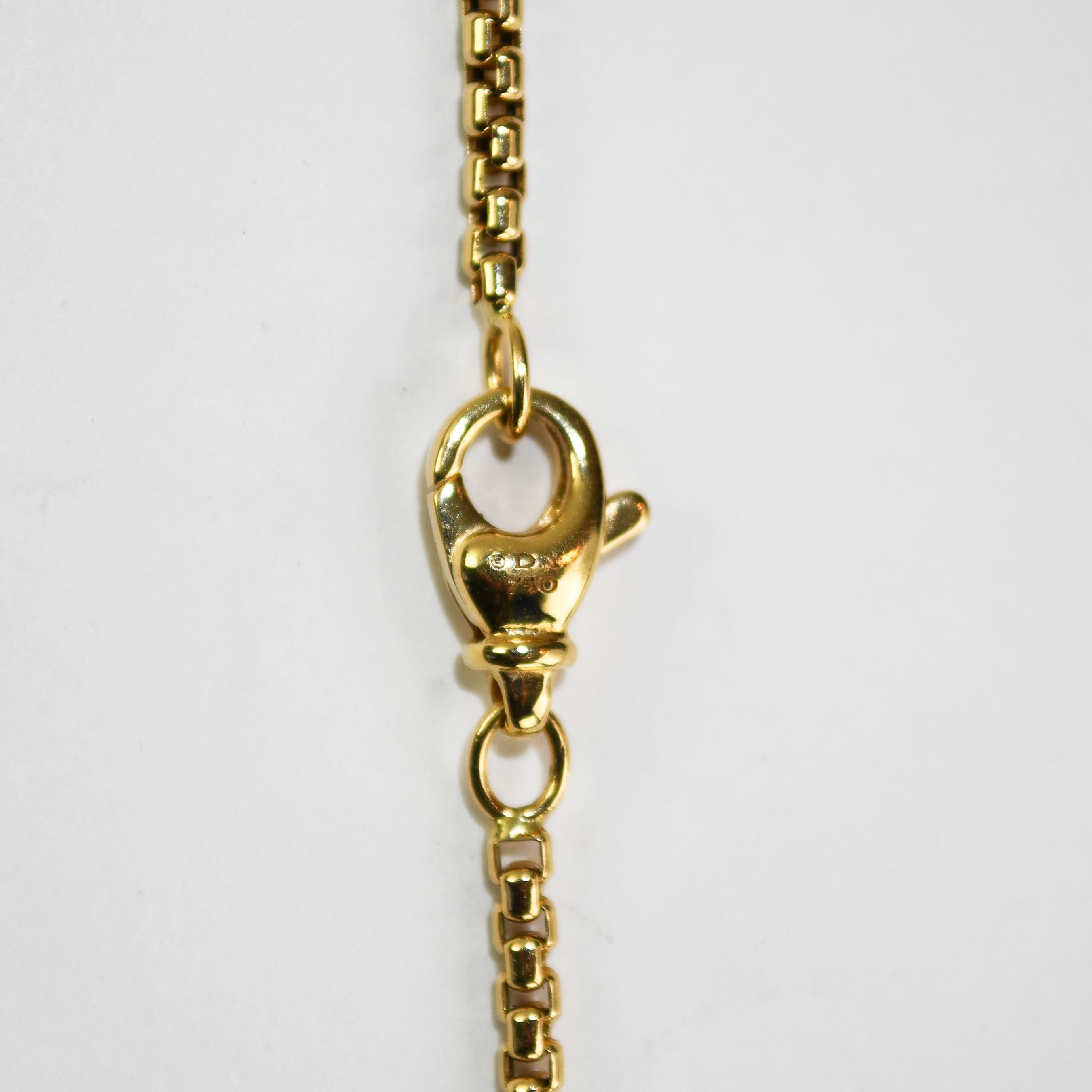 Taglio rotondo Collana con ciondolo di diamanti in oro giallo 18 carati David Yurman 24,3g in vendita
