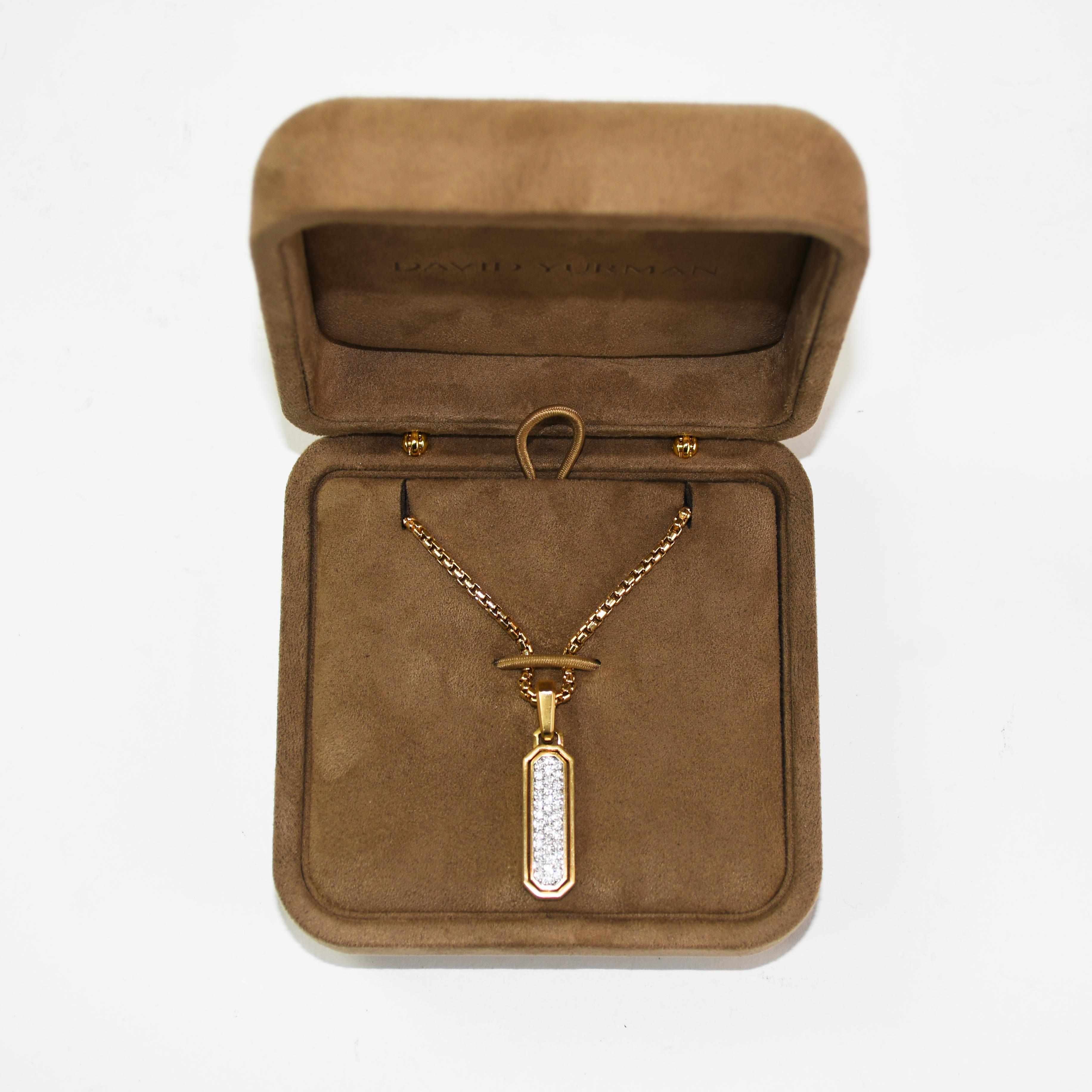 Collana con ciondolo di diamanti in oro giallo 18 carati David Yurman 24,3g in vendita 1