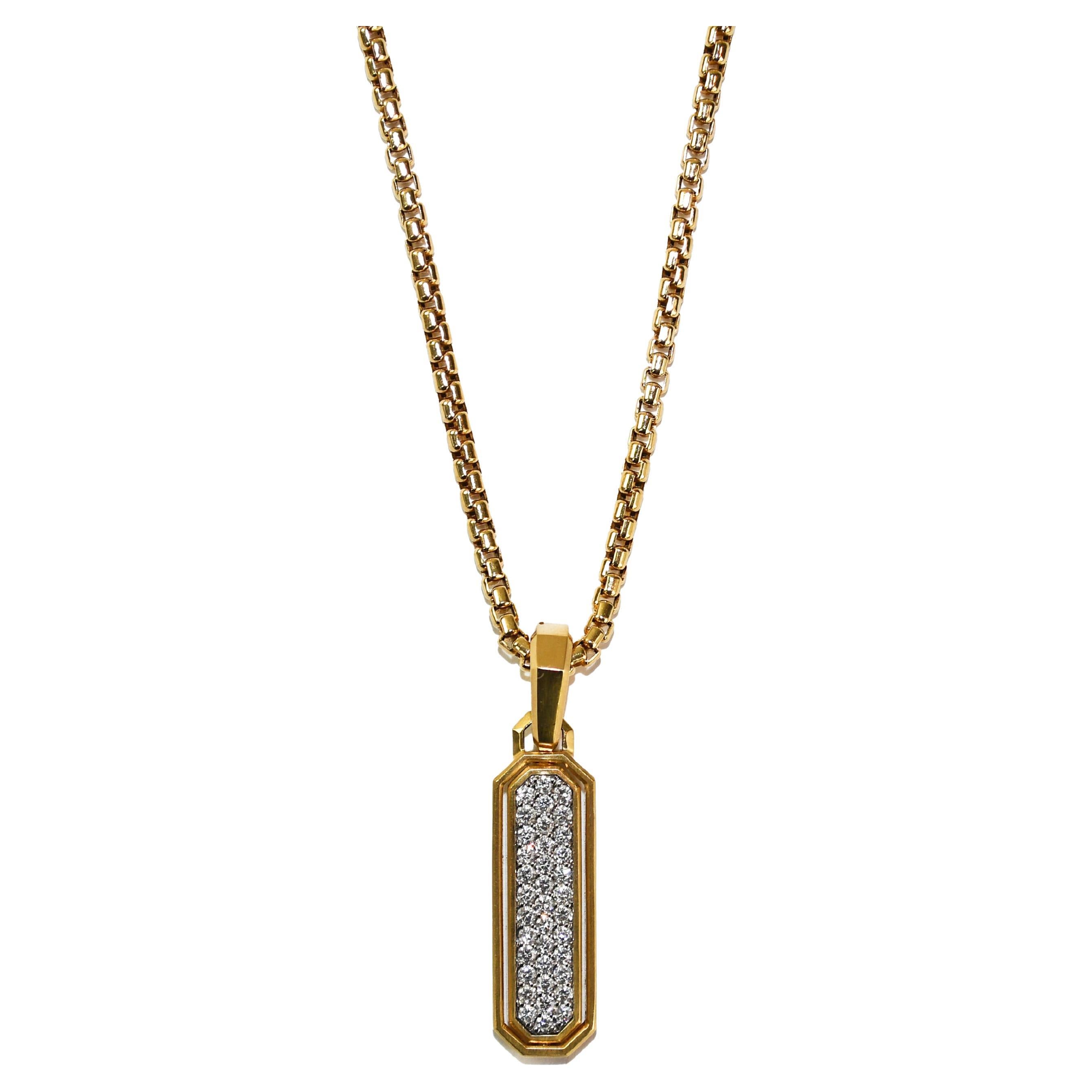 18K Yellow Gold David Yurman Diamond Pendant Necklace 24.3g