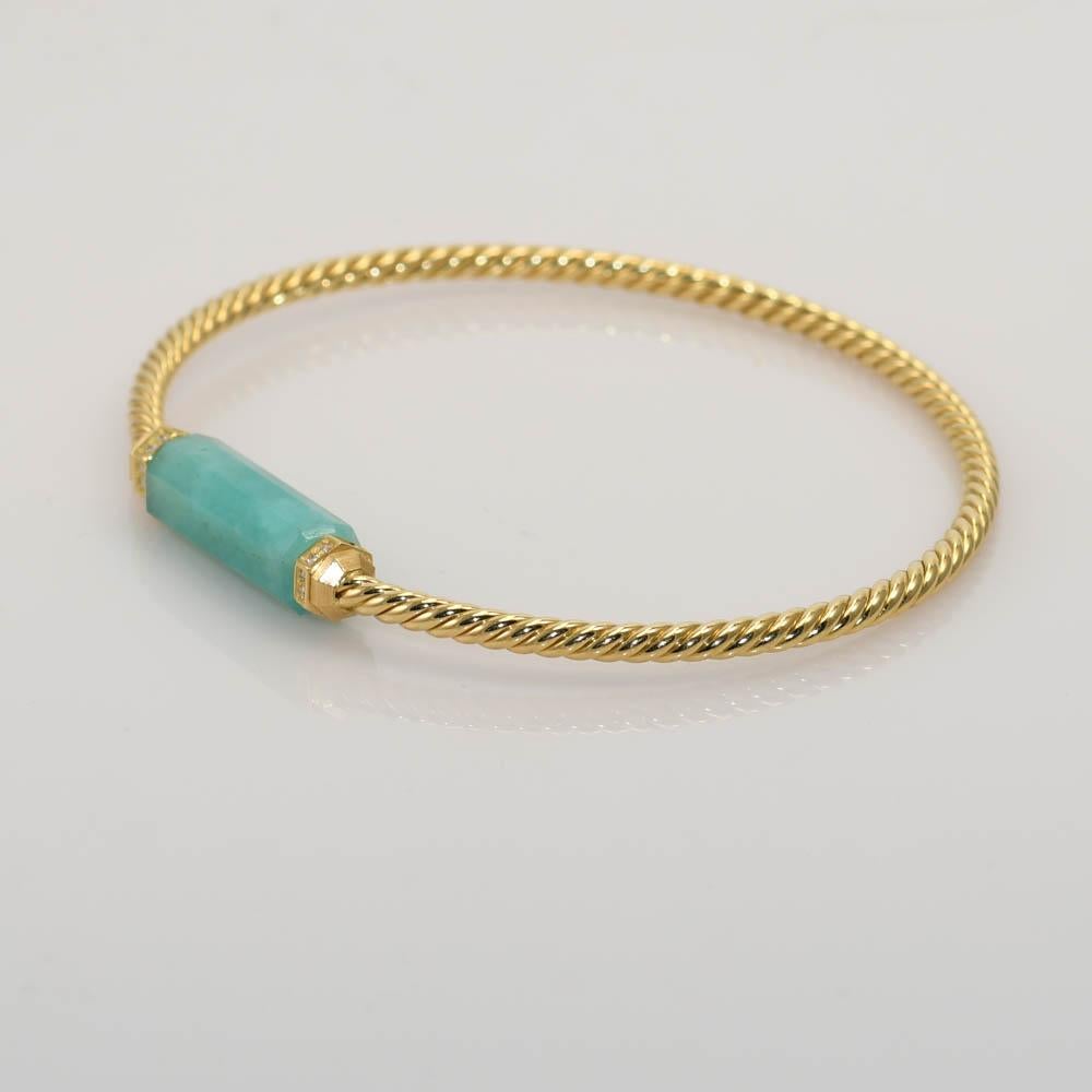 18k Gelbgold David Yurman Grüner Quarz Diamant-Armband, 8,7g (Brillantschliff)