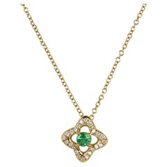 18k Yellow Gold David Yurman Necklace Emerald & Diamond Pendant, 2.5gr