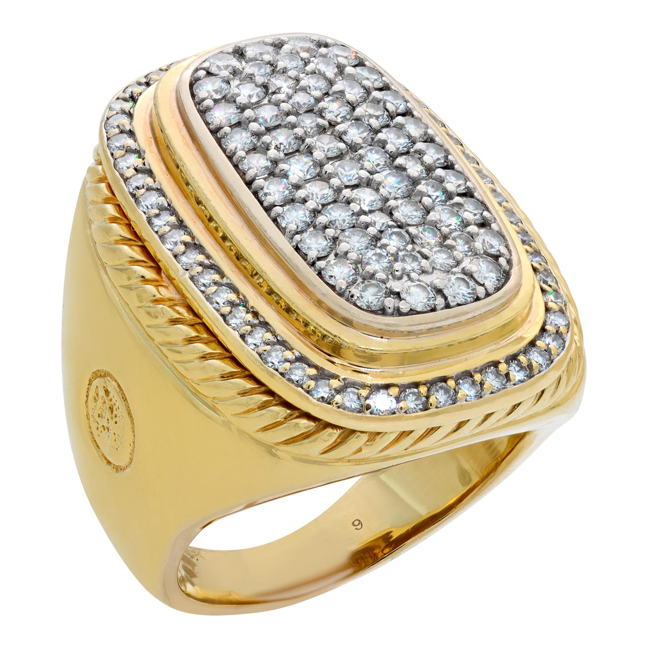 18k yellow gold David Yurman ring with diamonds In Excellent Condition For Sale In Surfside, FL