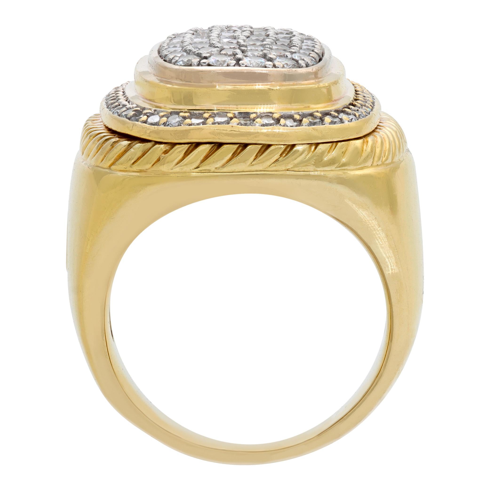 Women's 18k yellow gold David Yurman ring with diamonds For Sale