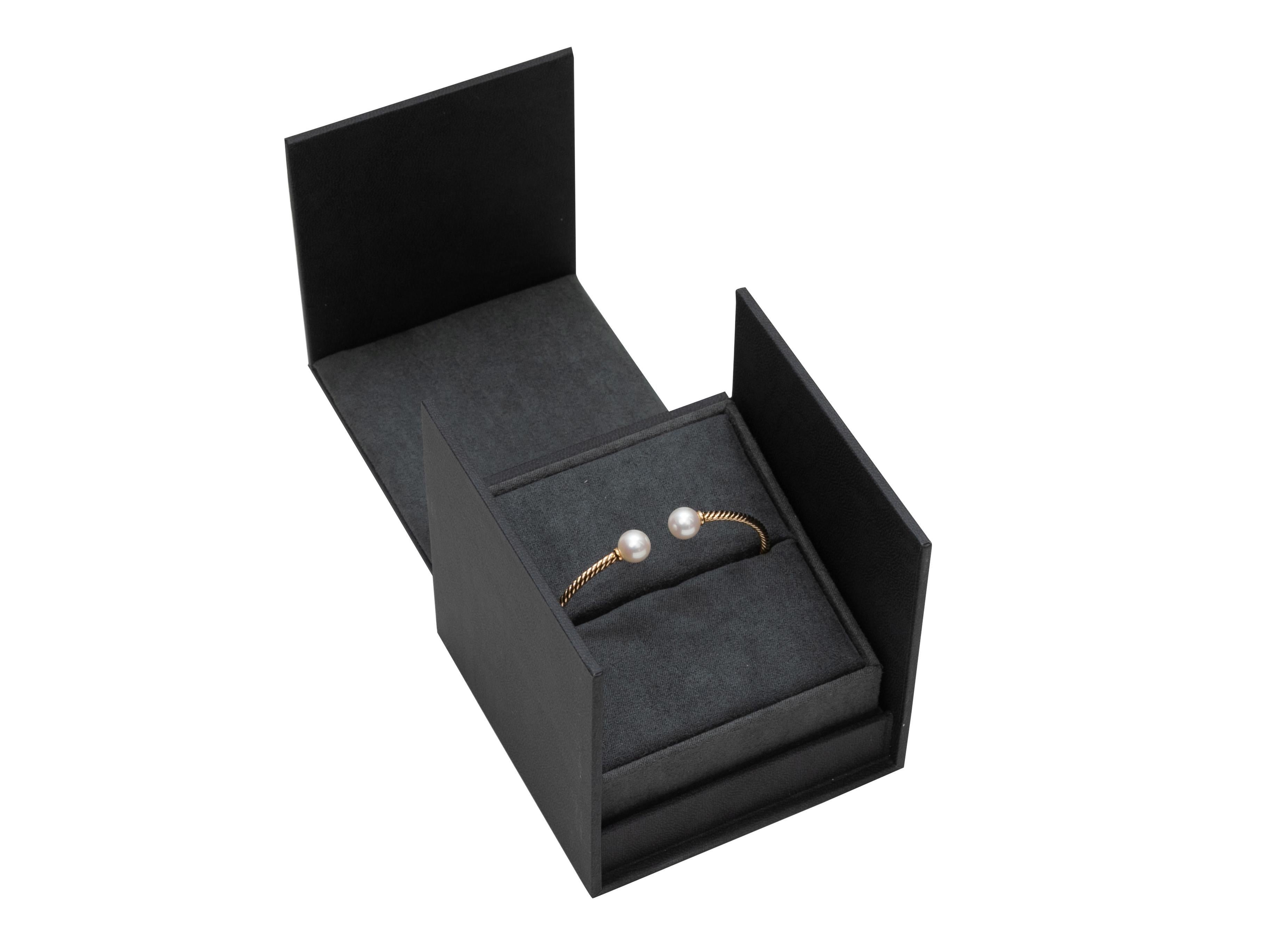 18K Yellow Gold David Yurman Solari Cablespira Freshwater Pearl Bangle Size M In Good Condition In New York, NY