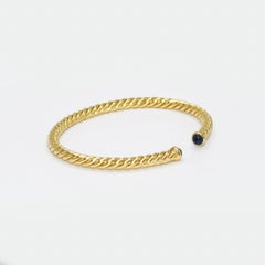 18K Yellow Gold David Yurman Spira Cable Bracelet & Sapphire, 8.5g