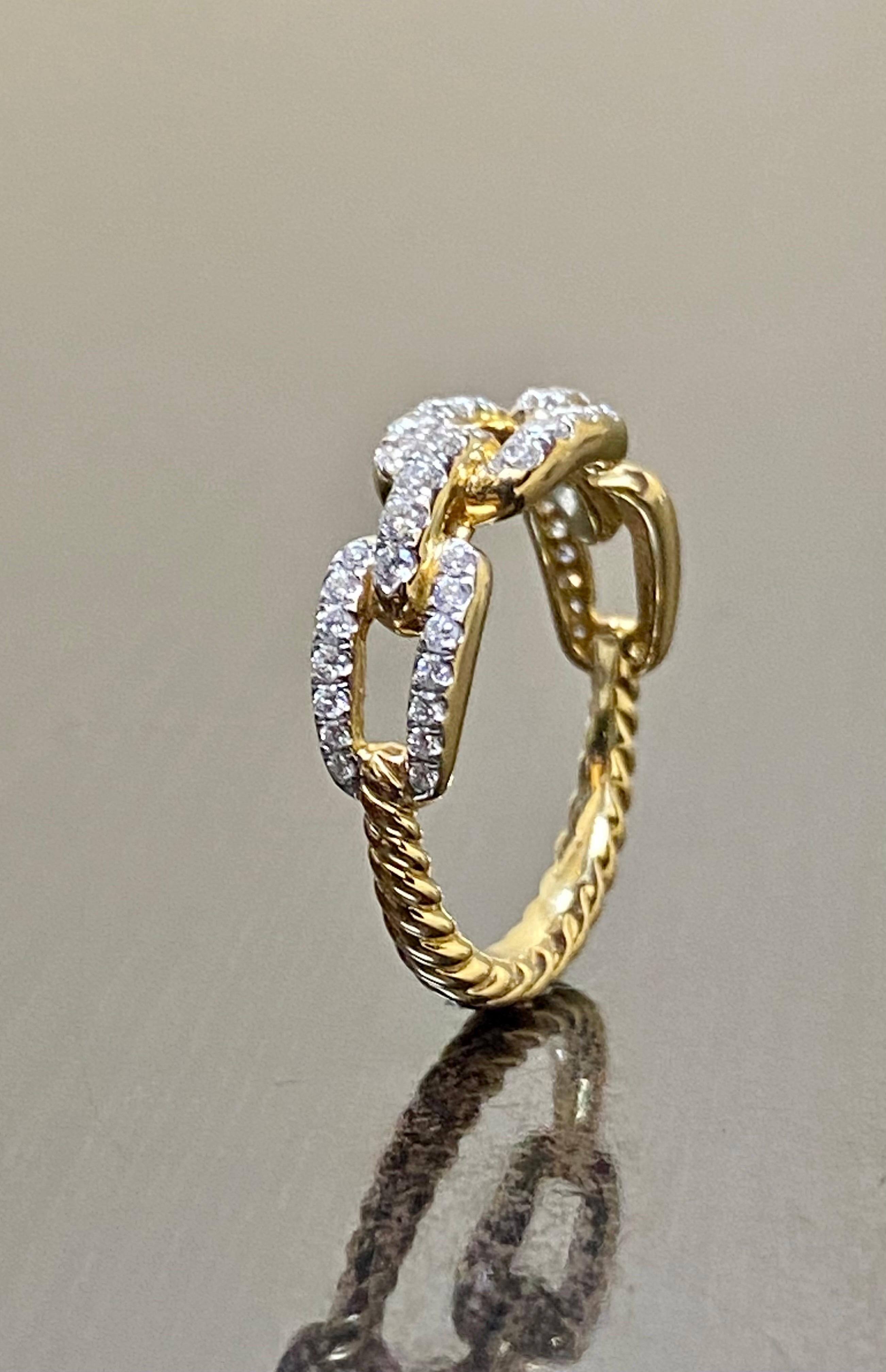 18K Yellow Gold David Yurman Stax Chain Link Diamond Ring For Sale 2