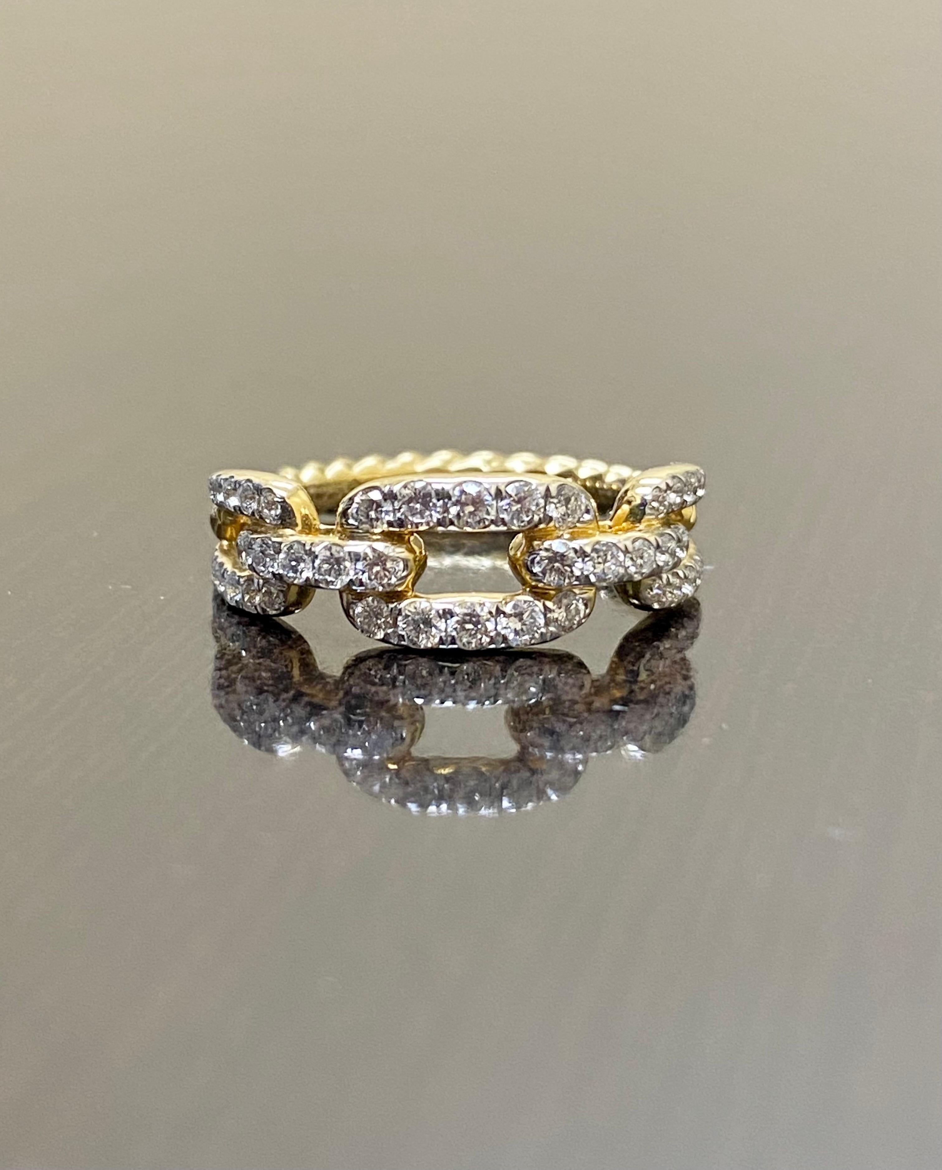 DeKara Design Designer Collection

Metal- 18K Yellow Gold, .750.

Stones- 48 Round Diamonds G Color VS2 Clarity 0.50 Carats.

Size-

Authentic David Yurman 18K Yellow Gold Diamond Stax Chain Link Diamond Ring From the Stax Collection. This band