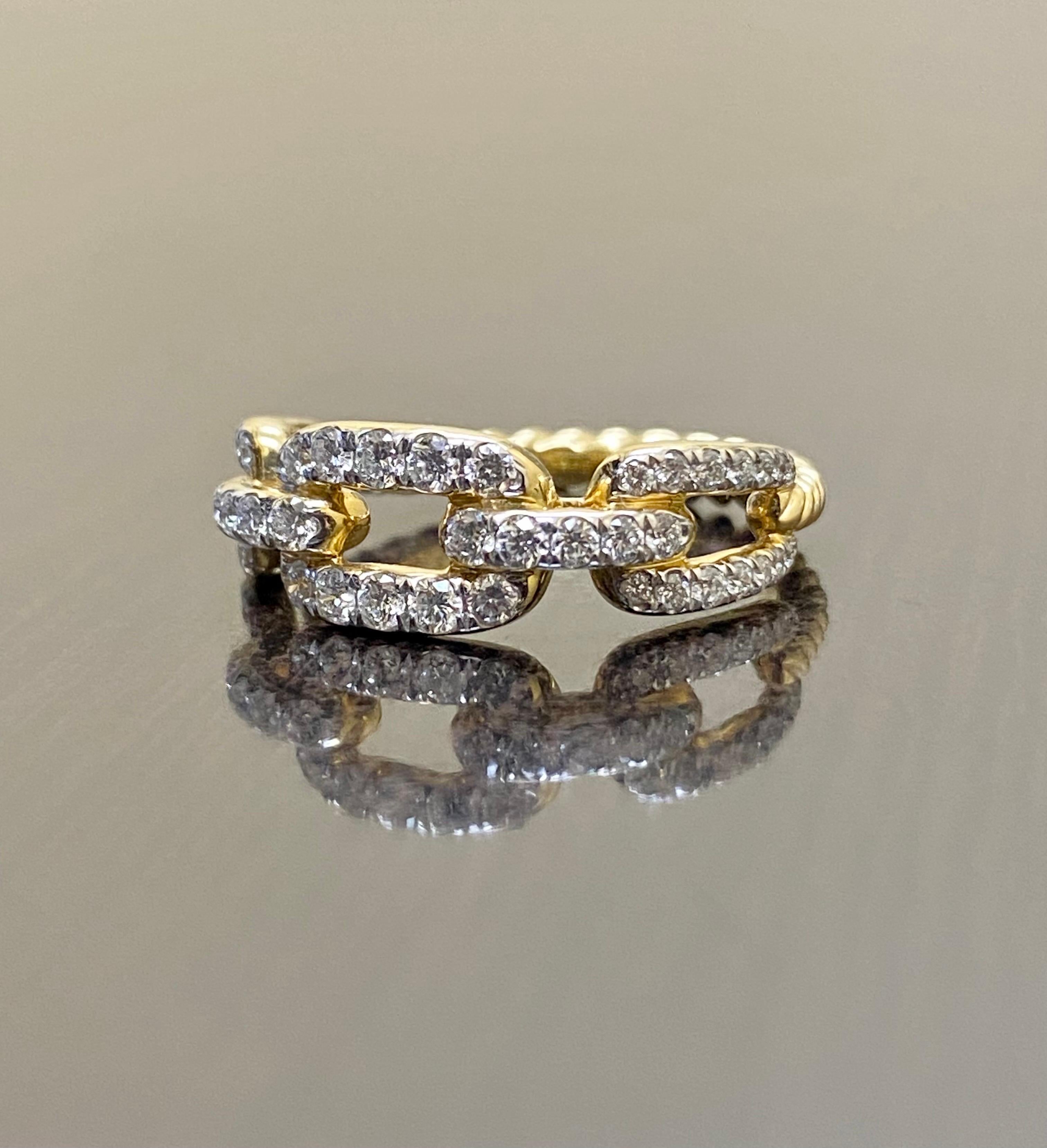 Moderne Bague en or jaune 18 carats David Yurman Stax Chain Link Diamond Ring en vente