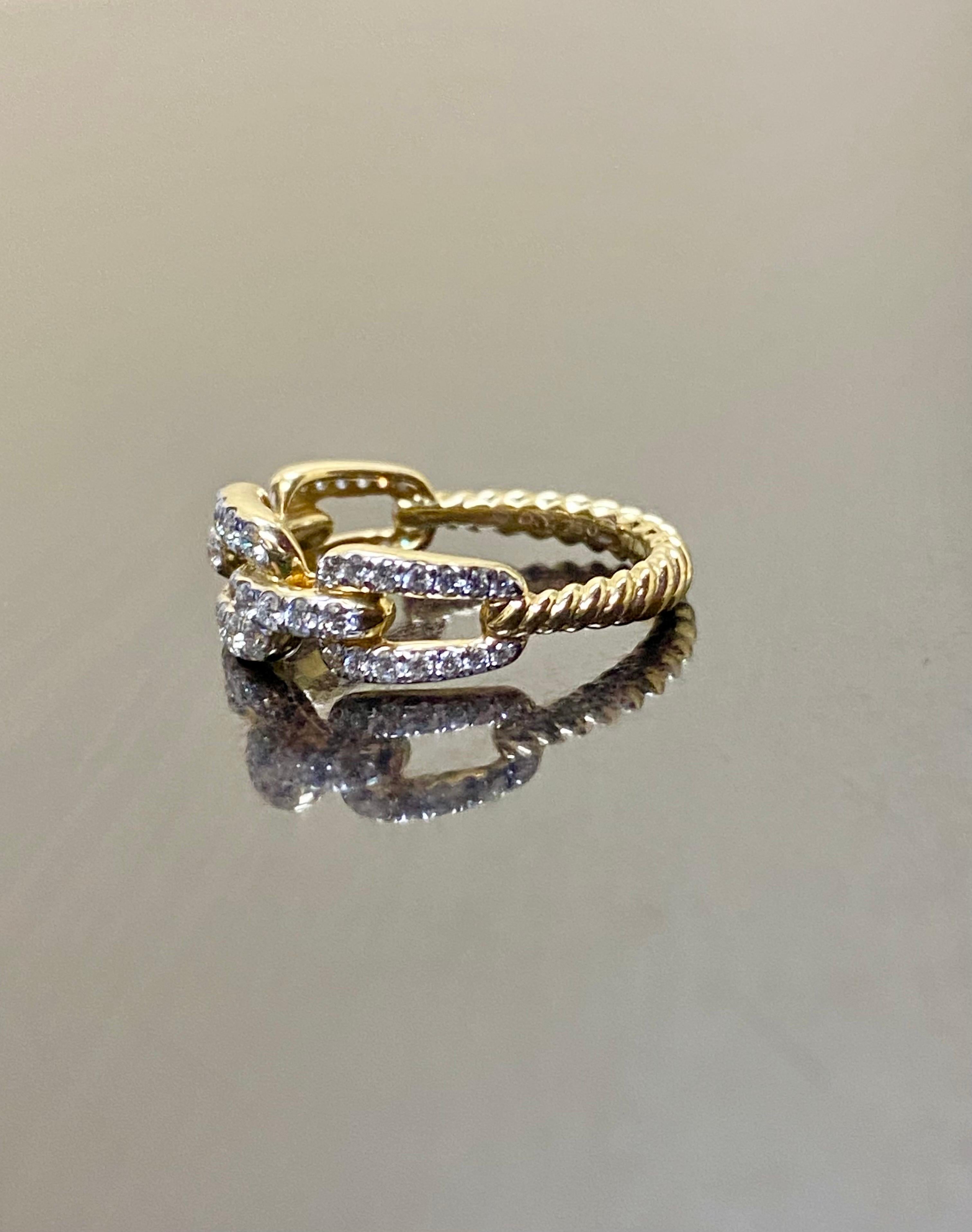 Women's 18K Yellow Gold David Yurman Stax Chain Link Diamond Ring For Sale