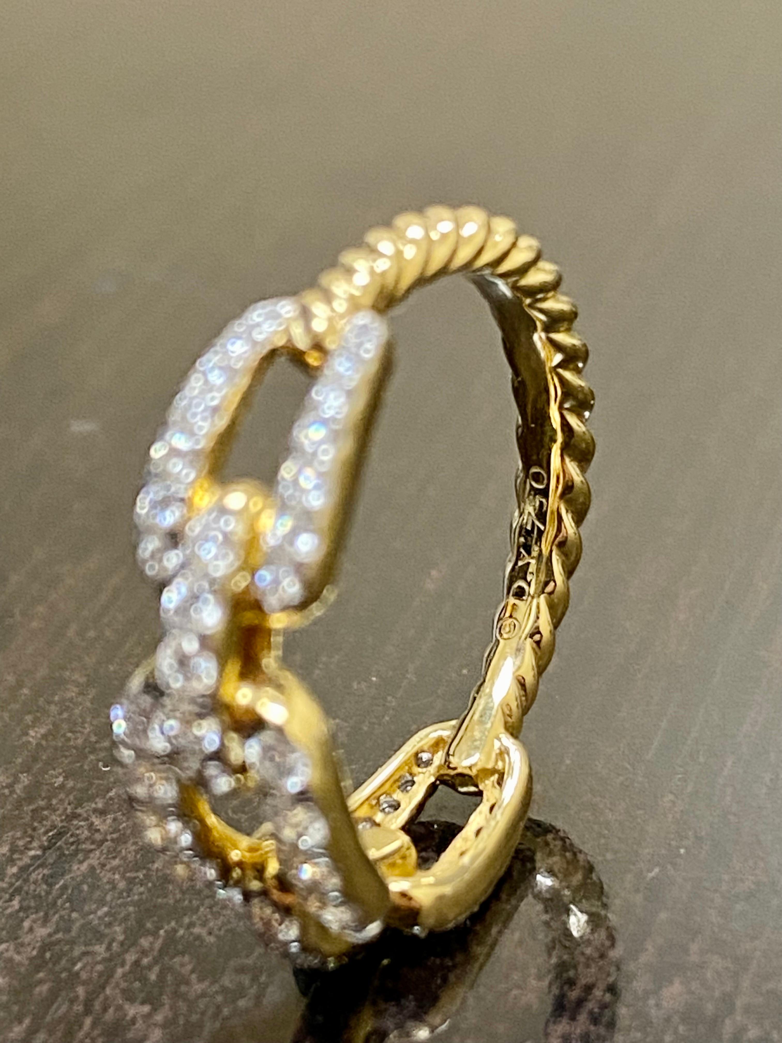 Women's 18K Yellow Gold David Yurman Stax Chain Link Diamond Ring For Sale