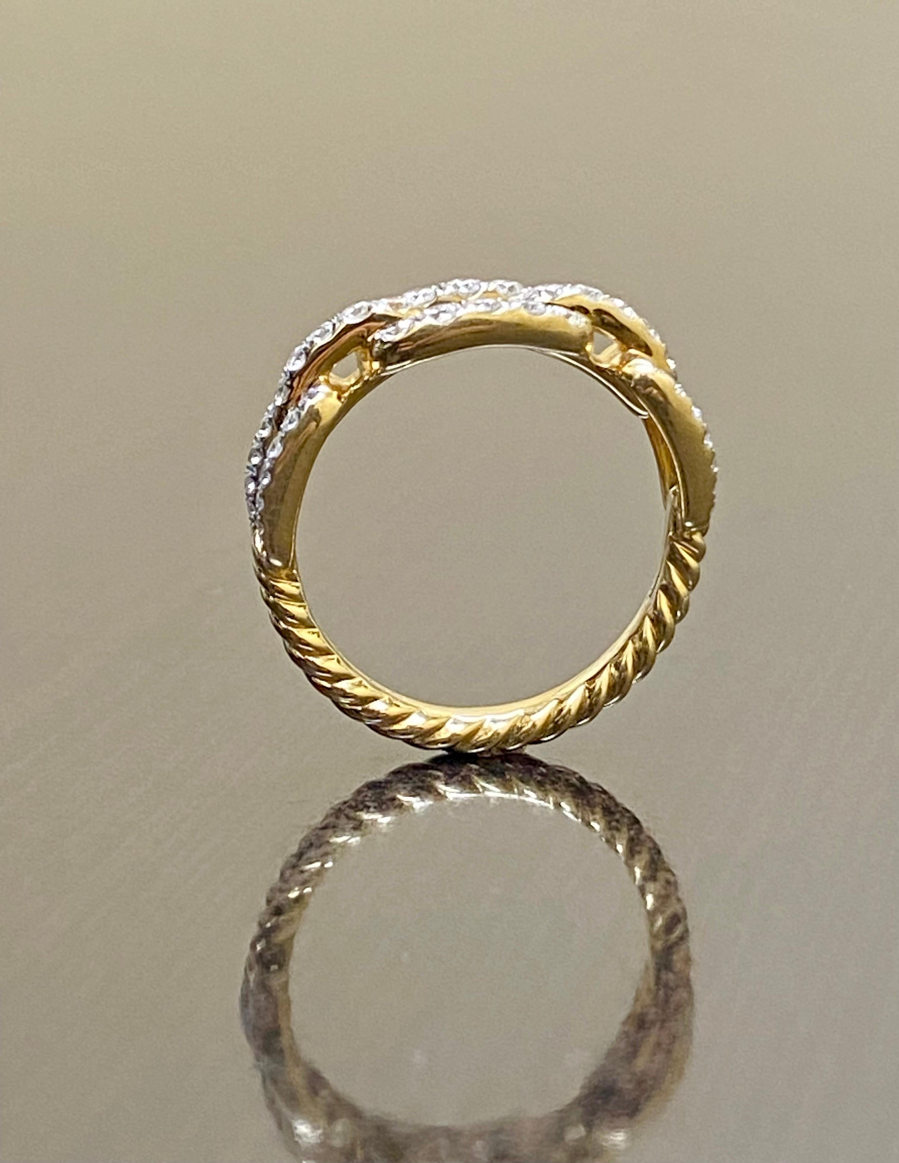 18K Yellow Gold David Yurman Stax Chain Link Diamond Ring For Sale 2