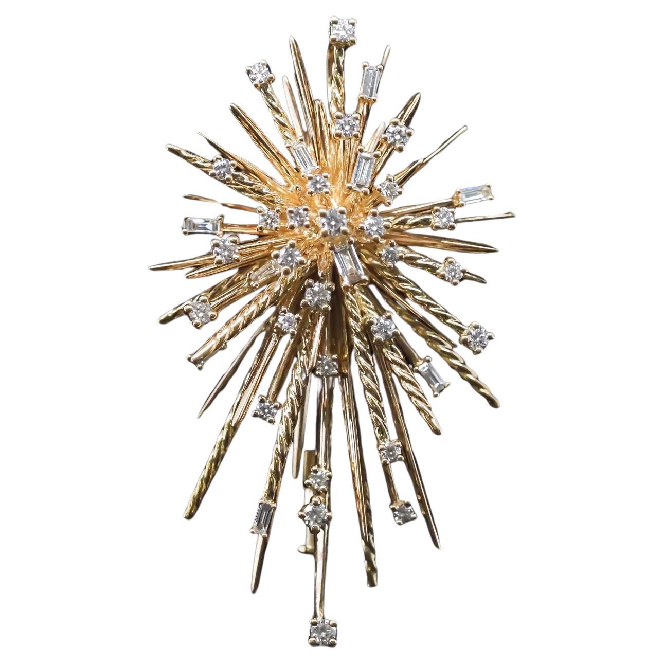 18K Yellow Gold David Yurman Supernova Brooch/ Pendant