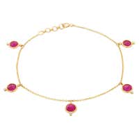 Handcrafted Octagon Cut Ruby Dangling Chain Bracelet in 18 Karat Yellow ...