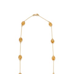 18k Yellow Gold Delicate 17.5 Ct Oval Cut Citrine Chain Necklace