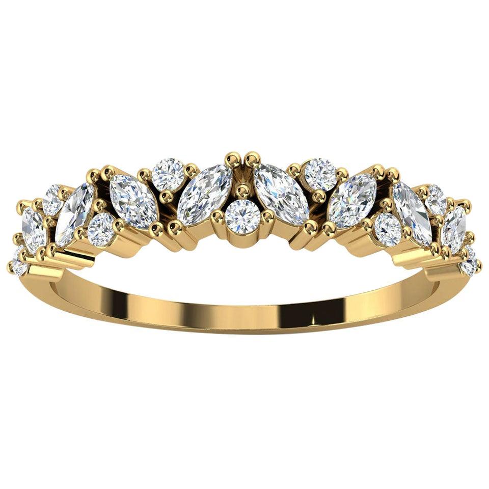 18k Yellow Gold Delicate Nianna Marquise & Round Diamond Ring '1/3 Ct. tw'
