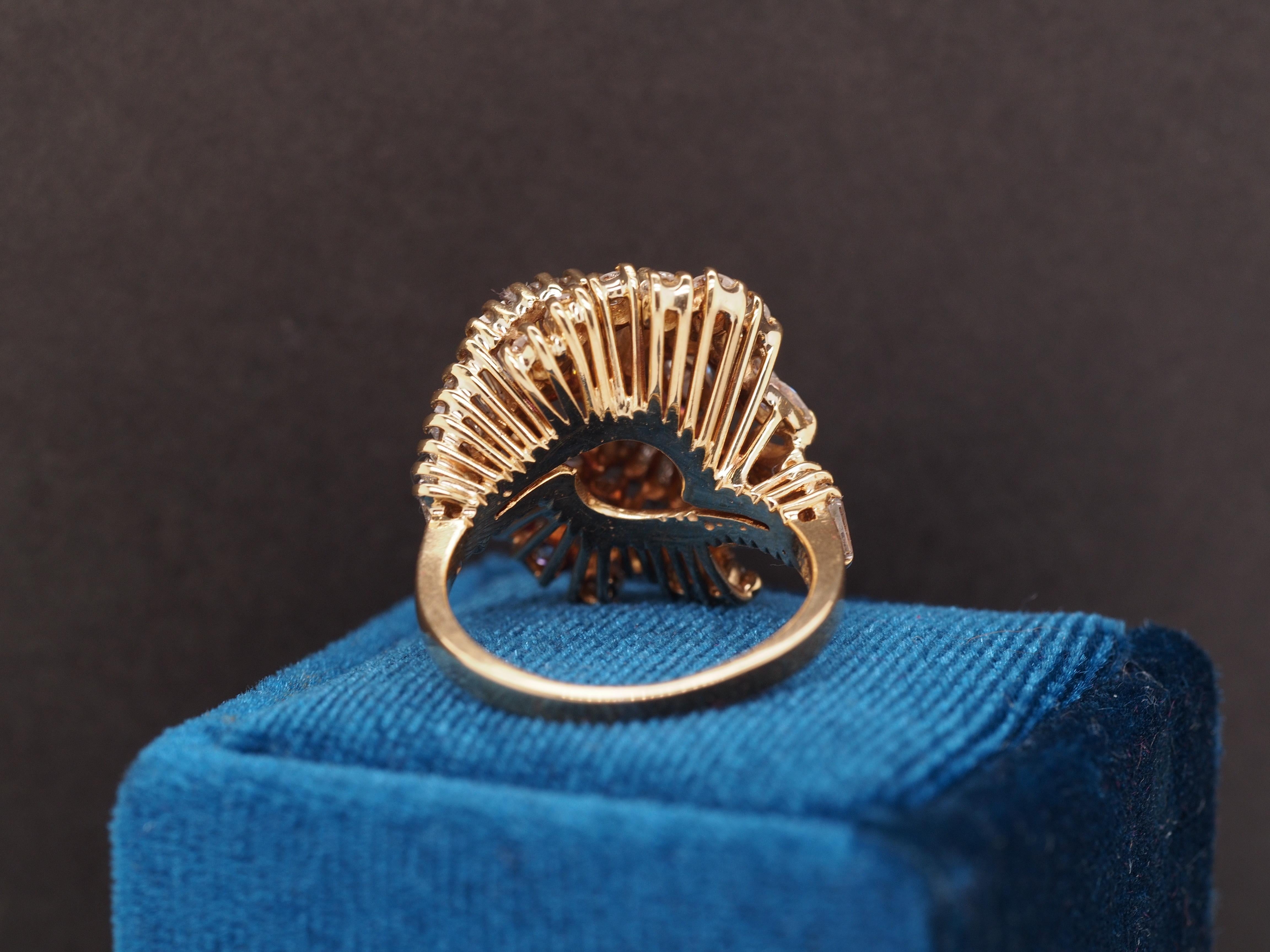 Marquise Cut 18K Yellow Gold Designer Diamond Swirl Cocktail Ring