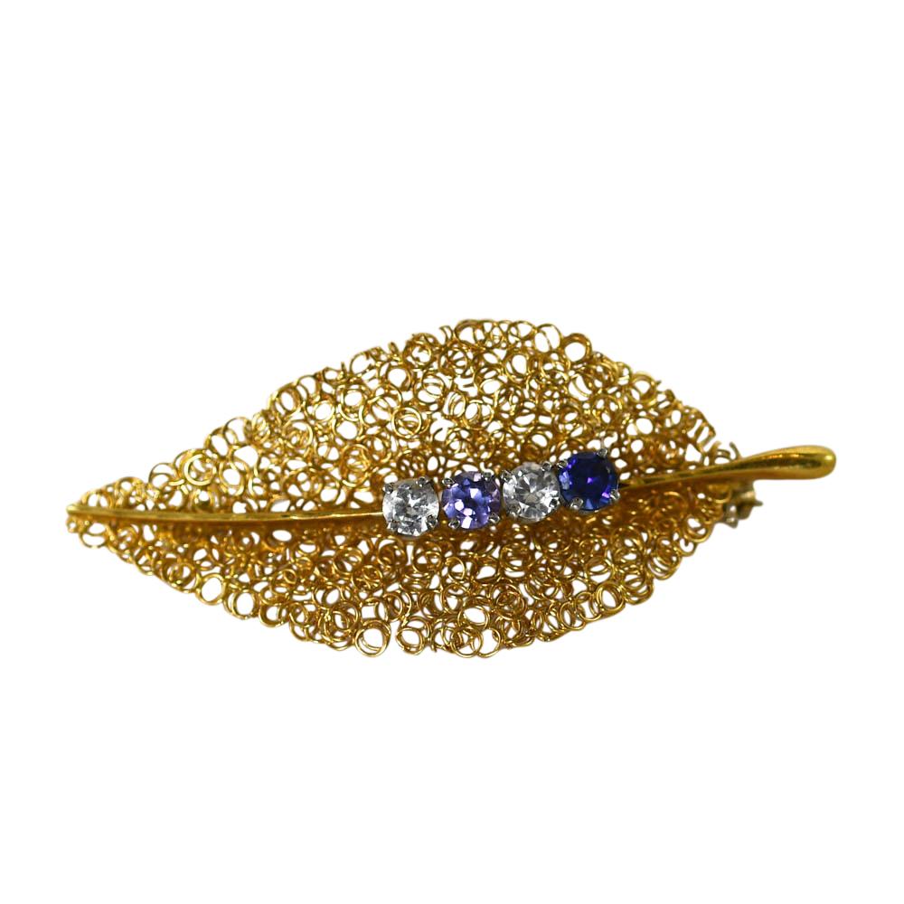 Épingle à feuilles en or jaune 18 carats par BREV