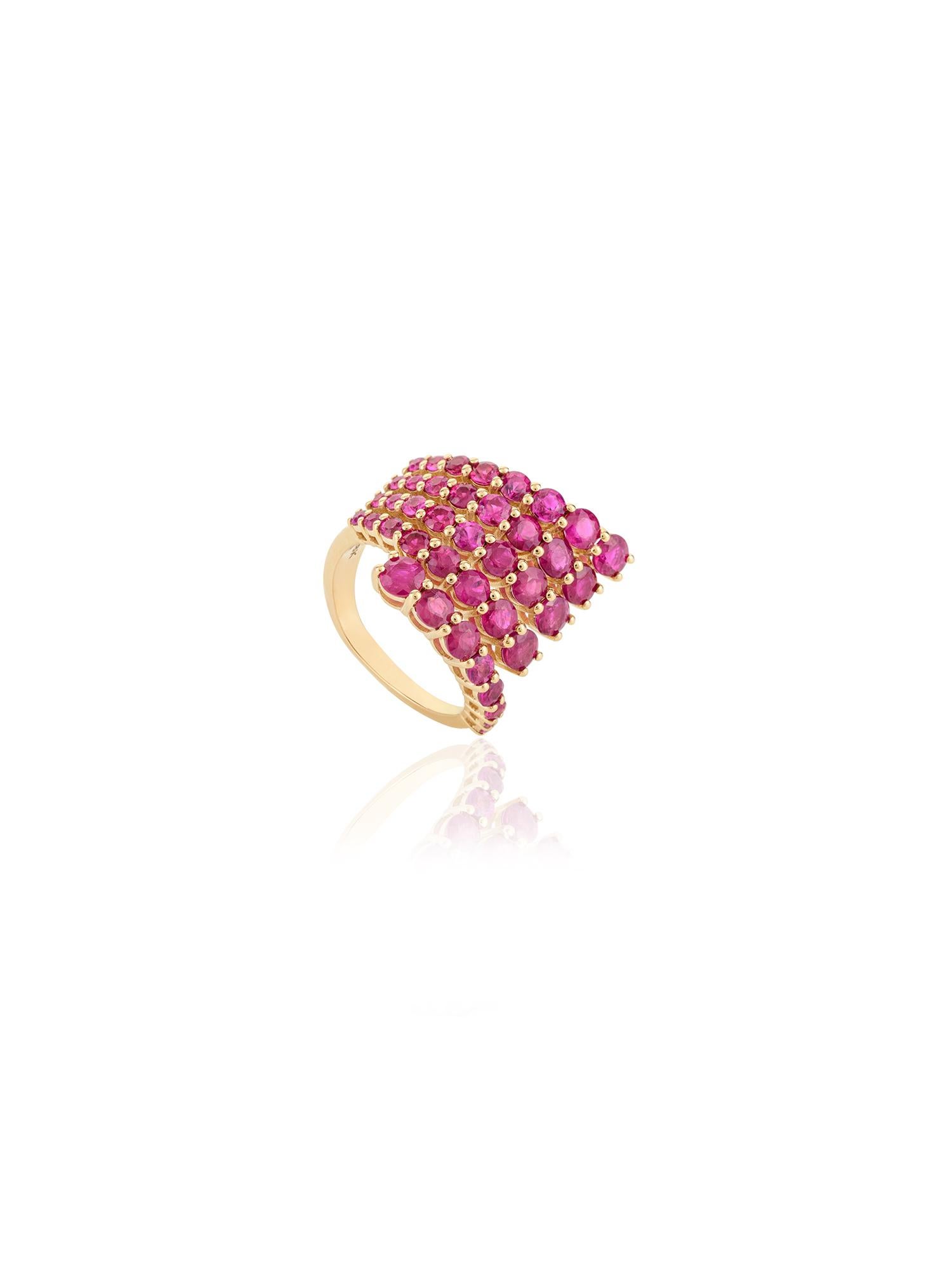 For Sale:  18k Yellow Gold Designer Multi Wrap 5.1 CTW Ruby Cocktail Ring Gift for Women 3