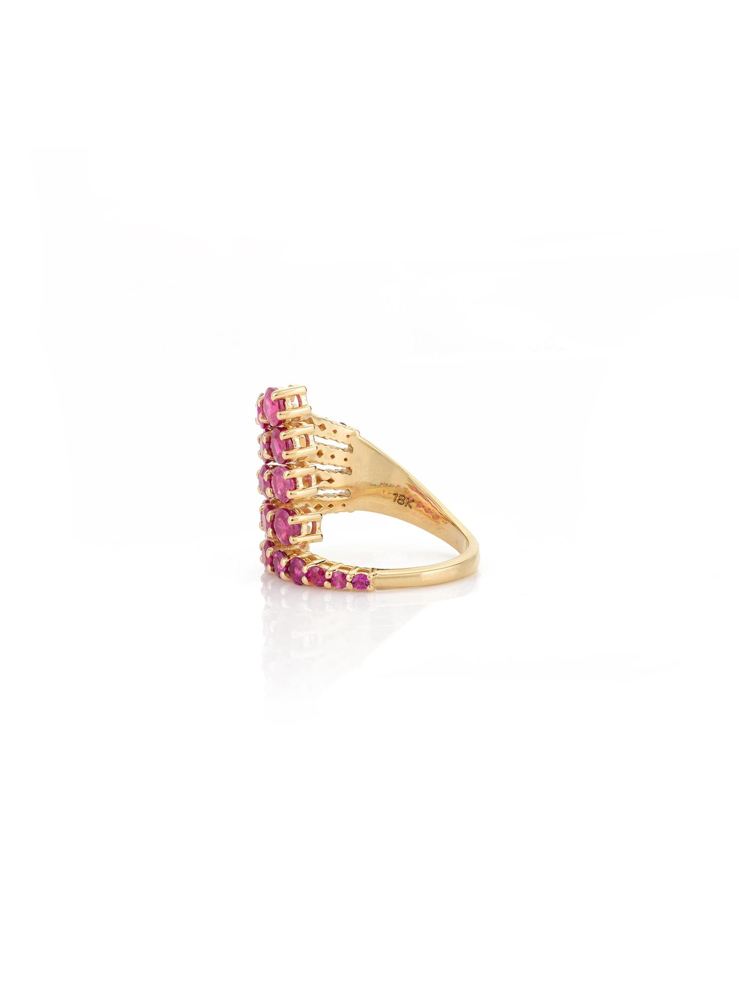 For Sale:  18k Yellow Gold Designer Multi Wrap 5.1 CTW Ruby Cocktail Ring Gift for Women 6