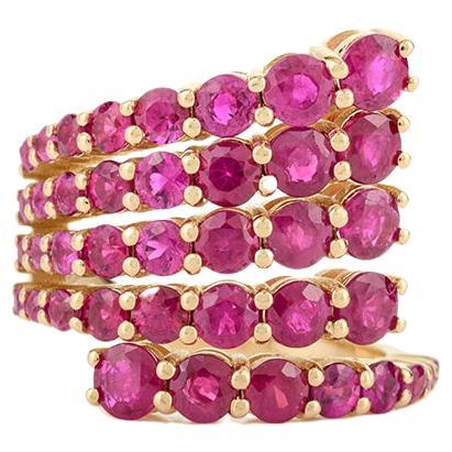 For Sale:  18k Yellow Gold Designer Multi Wrap 5.1 CTW Ruby Cocktail Ring Gift for Women