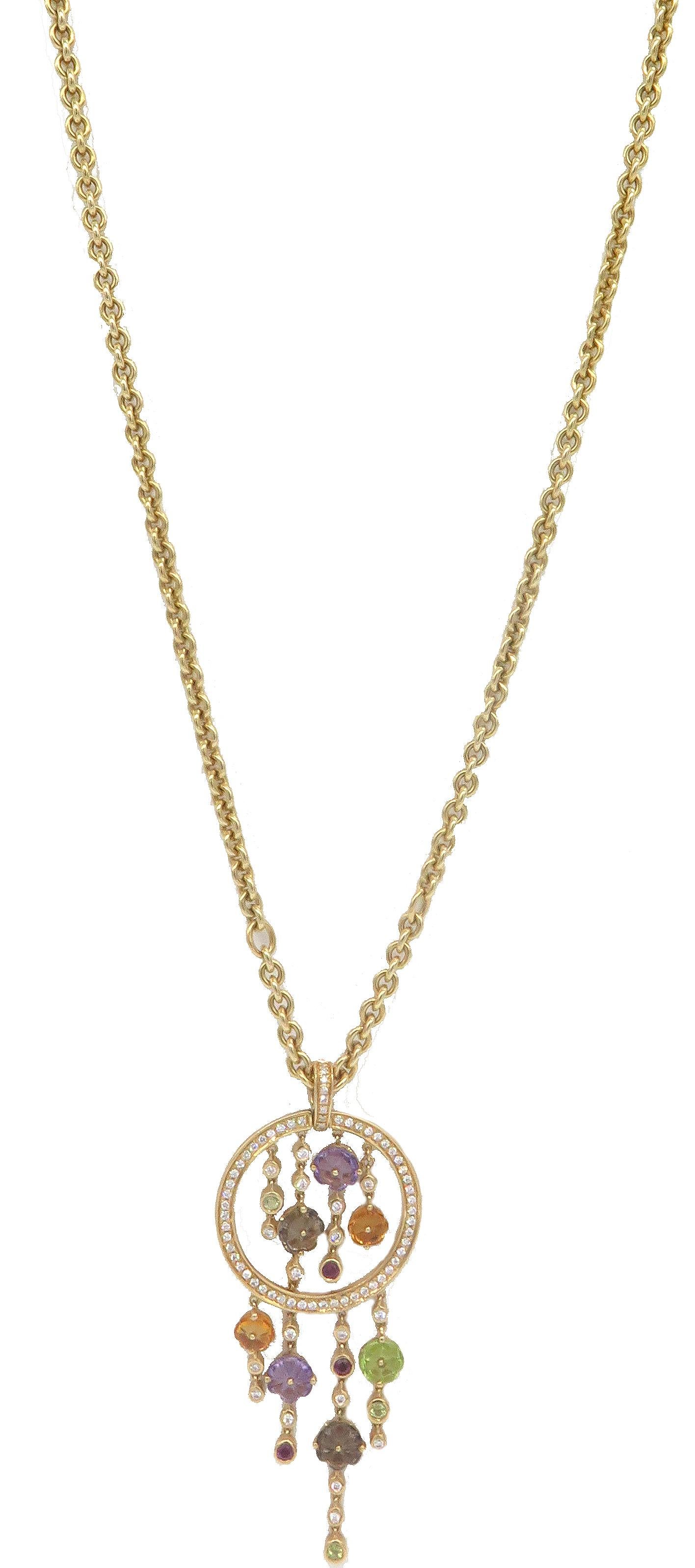 Taille ronde Di Modolo Pendentif Tempia en or jaune 18 carats et diamants en vente