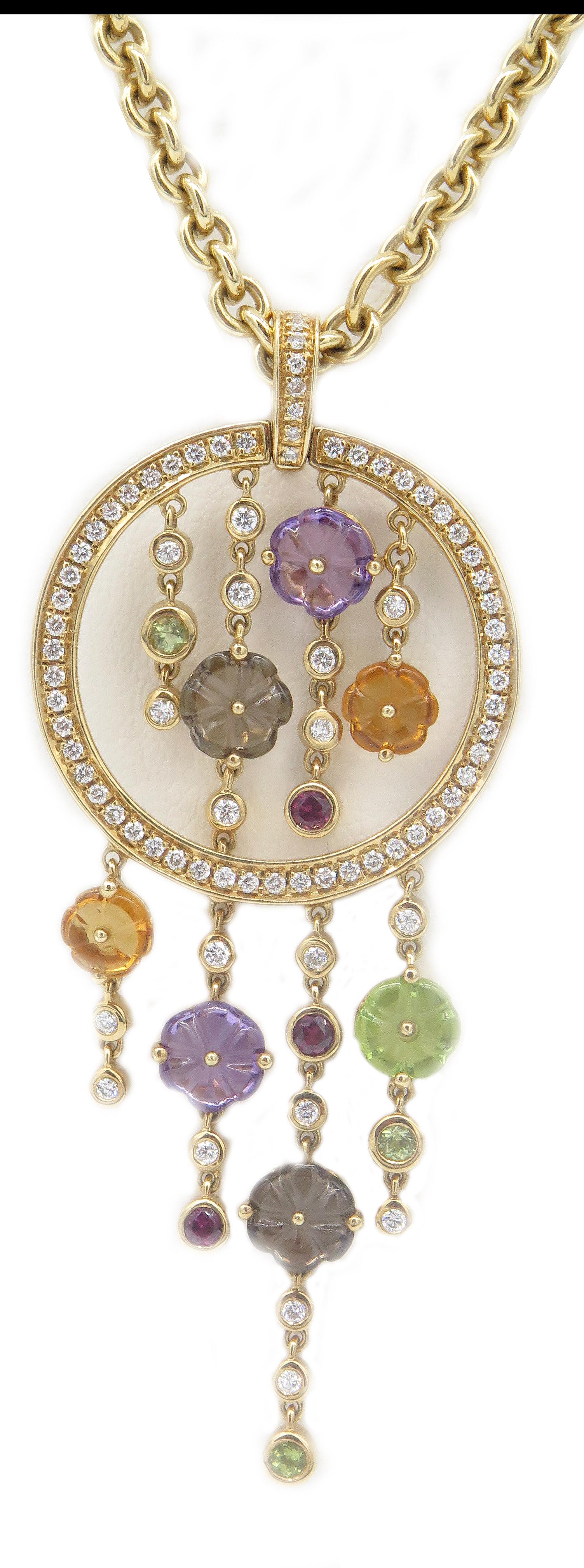 Women's or Men's 18 Karat Yellow Gold Di Modolo Tempia Diamond Pendant For Sale