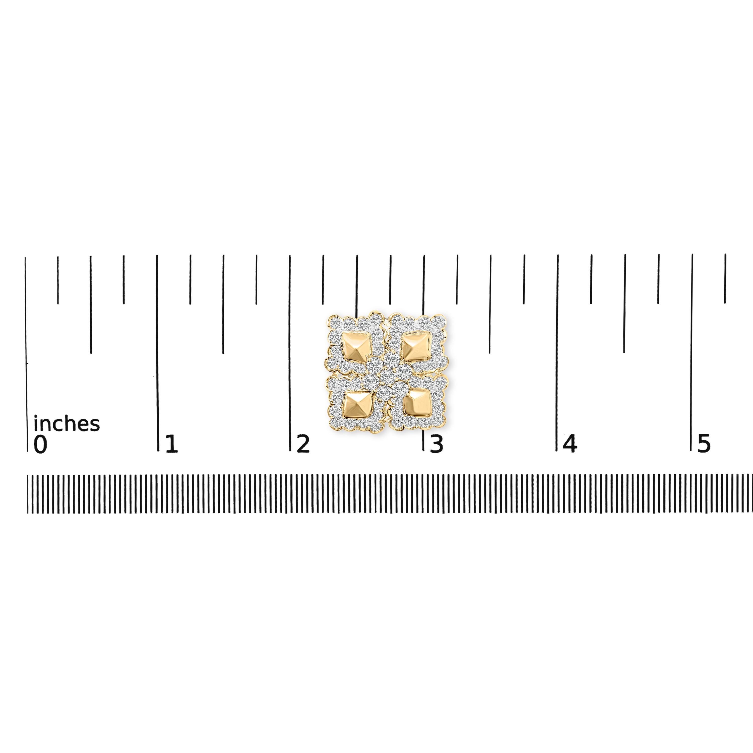 Taglio rotondo 18K Yellow Gold Diamond 5 1/5 Cttw Geometric Cluster Stud Earrings in vendita
