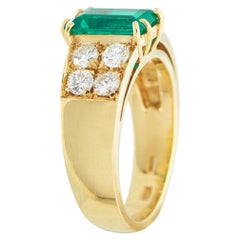 18K Gelbgold Diamant und 1,79ct Smaragd Ring MF06-051426
