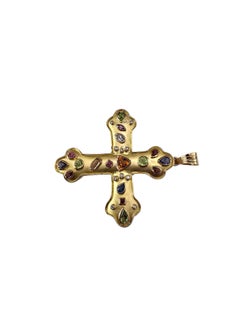 18K Yellow Gold Diamond and Gemstone Pendant #24222