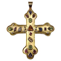 18K Yellow Gold Diamond and Gemstone Pendant #24222