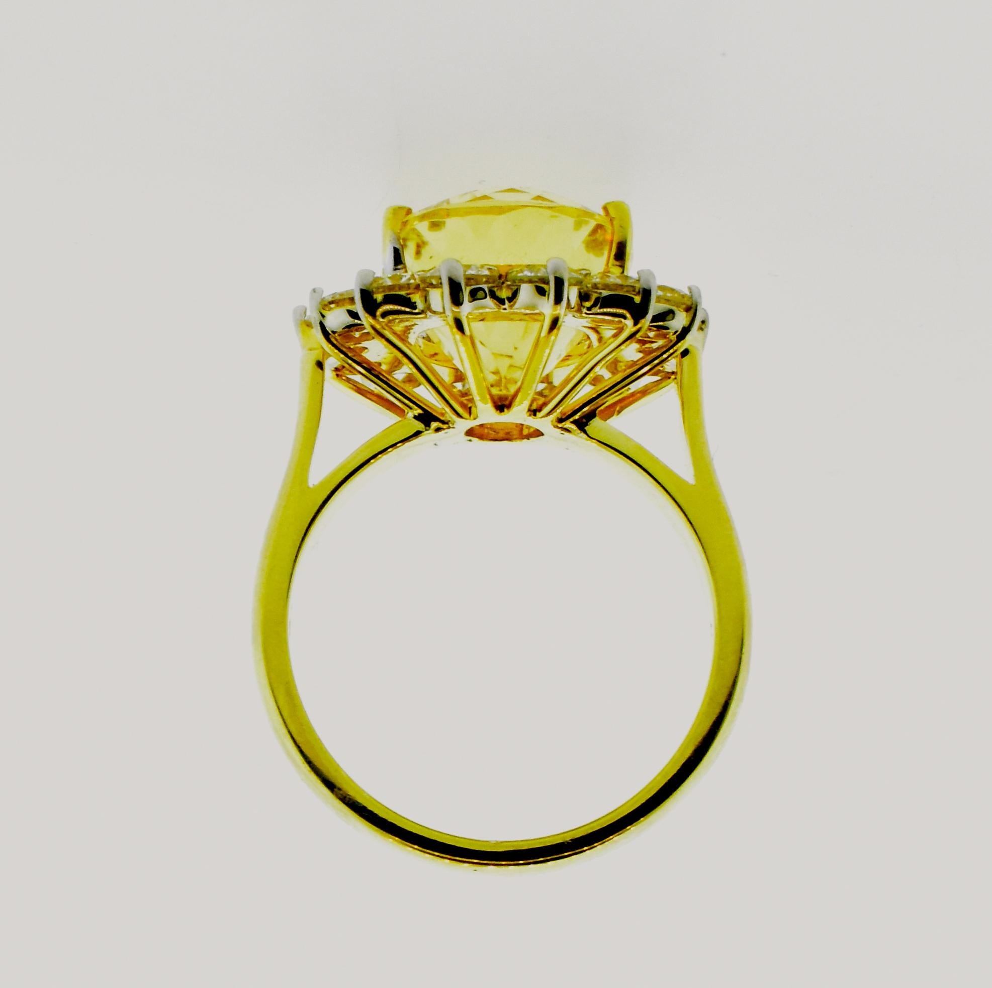 18K yellow gold, Diamond and  natural GIA Certified Golden Yellow Beryl Ring 4