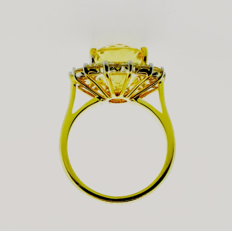 18K yellow gold, Diamond and  natural GIA Certified Golden Yellow Beryl Ring For Sale 6